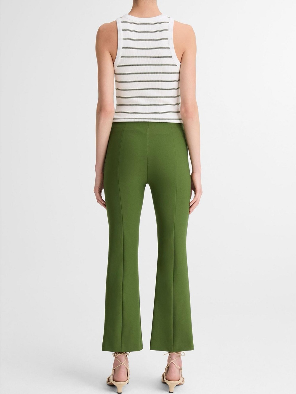 VINCE Olive Green Flare Pants Sz L NWOT Designer Women’s Stretch Pants